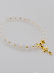 Bracelet en Pierre de Lune & Croix - 6mm