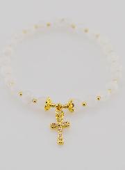 Bracelet Avec Croix - Pierre de Lune 6mm