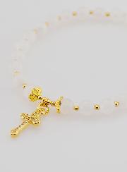 Bracelet Avec Croix - Pierre de Lune 6mm