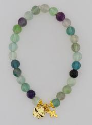 Bracelet en Fluorite 6mm - Trèfle & Croix