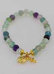 Bracelet en Fluorite 6mm - Trèfle & Croix