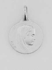 Médaille Vierge Marie de Profil en Argent Massif - 18mm