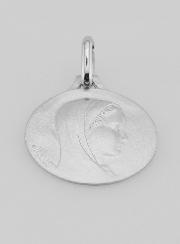 Médaille Vierge Marie de Profil en Argent Massif - 18mm