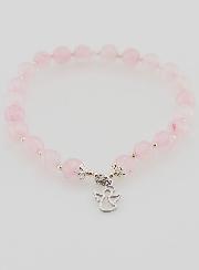 Bracelet en Quartz Rose 6mm & Ange Gardien