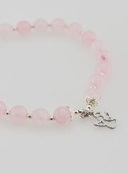 Bracelet en Quartz Rose 6mm & Ange Gardien