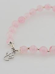 Bracelet en Quartz Rose 6mm & Ange Gardien