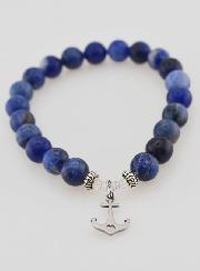 Bracelet en Sodalite 8mm & Pampille Ancre