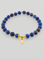 Bracelet en Lapis-Lazuli 6mm & Pampille Poisson