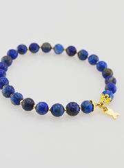 Bracelet en Lapis-Lazuli 6mm & Pampille Poisson