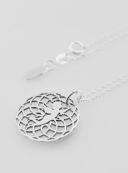 Collier Religieux Ange sur Rosace - Argent & Nacre Blanche