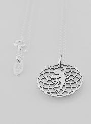 Collier Religieux Ange sur Rosace - Argent & Nacre Blanche