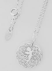 Collier Religieux Ange sur Rosace - Argent & Nacre Blanche