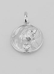 Médaille Argent & Zircon Sacré Coeur de Marie - 19mm
