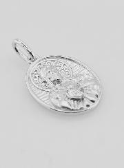 Médaille Argent & Zircon Sacré Coeur de Jésus - 19mm