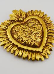 Ex Voto Mural Coeur Floral - 16cm