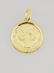 Médaille Plaqué Or Saint Benoît Avec Bords - 18mm