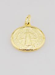 Médaille Plaqué Or Saint Benoît Avec Bords - 18mm