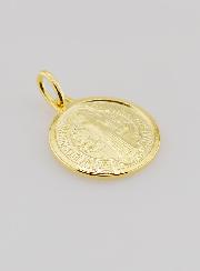 Médaille Plaqué Or Saint Benoît Avec Bords - 18mm