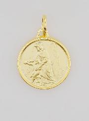 Médaille Ange Gardien & Enfant en Plaqué Or - 18mm