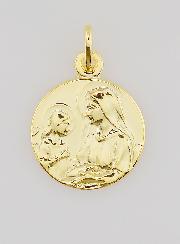 Médaille Sainte Anne et la Vierge Marie en Plaqué Or - 16 mm