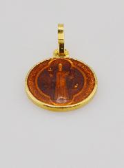 Médaille Plaqué Or & Email Saint Benoît - 13mm