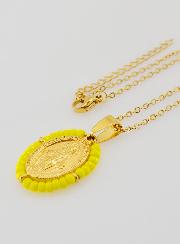 Médaille Miraculeuse + Chaîne - Perles Jaunes