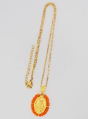 Médaille Miraculeuse + Chaîne - Perles Oranges