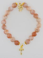 Bracelet en Pierre de Soleil 8mm - Ange et Croix