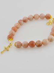 Bracelet en Pierre de Soleil 8mm - Ange et Croix