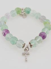 Bracelet en Pierre de Fluorite 8mm - Ange & Croix