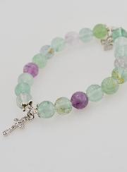 Bracelet en Pierre de Fluorite 8mm - Ange & Croix