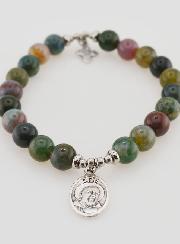 Bracelet Religieux Agate Indienne 8mm - Padre Pio & Trinité