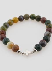 Bracelet Religieux Agate Indienne 8mm & Croix