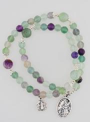 Bracelet Chapelet en Fluorite - Saint Michel & Saint Benoît