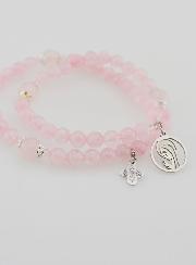 Chapelet en Quartz Rose - Vierge Marie & Ste Trinité