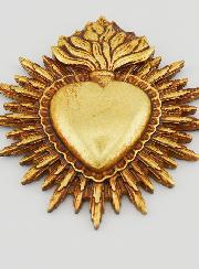 Ex Voto Mural Coeur Rayonnant 11cm - Or