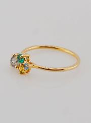Bague Plaqué or Labradorite & Zircons - T54