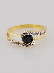 Bague Plaqué Or Saphir & Zircons - T54