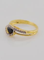 Bague Plaqué Or Saphir & Zircons - T54