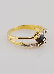 Bague Plaqué Or Saphir & Zircons - T54