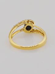 Bague Plaqué Or Saphir & Zircons - T54