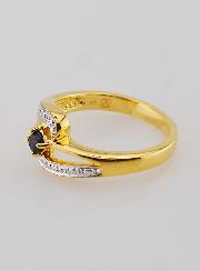 Bague Plaqué or Saphir & Zircons - T54