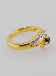 Bague Plaqué or Saphir & Zircons - T54