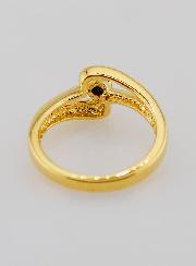 Bague Plaqué or Saphir & Zircons - T54