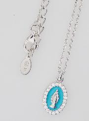 Collier Vierge Miraculeuse Argent & Email Bleu Ciel