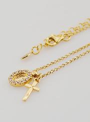 Collier Médaille Miraculeuse & Croix - Argent Doré & Zircons