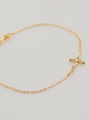 Bracelet Religieux en Plaqué Or - Croix Zircons Ronds