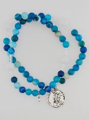 Chapelet en Pierre Naturelle d'Agate Bleue - Saint Michel