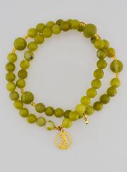 Bracelet Chapelet Jade Vert & Vierge Marie