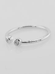 Bague Anneau Ouvert en Argent et Zircons - T58